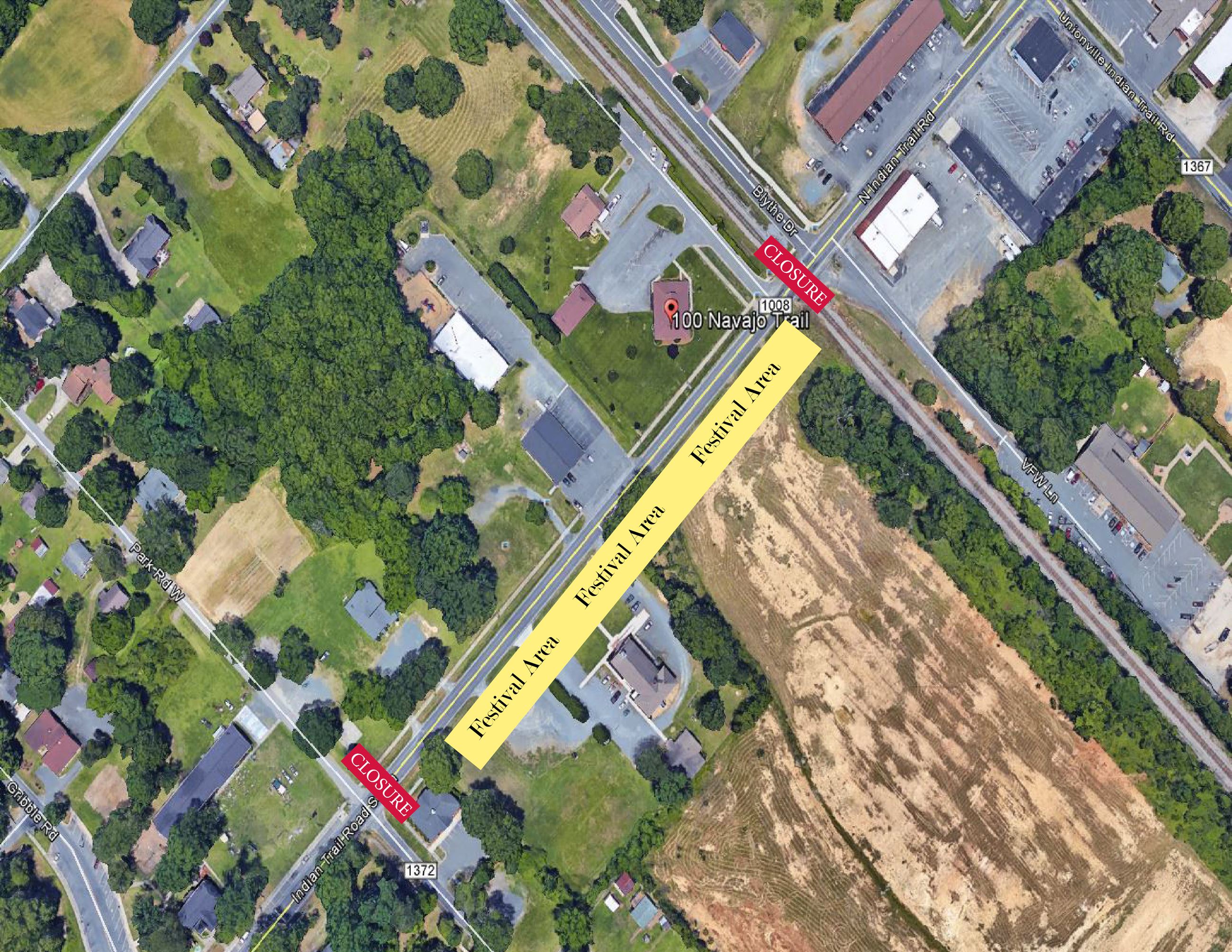 Road Closure map for Family Fun Day