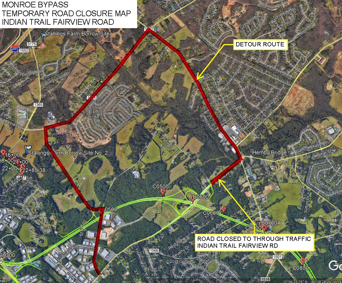 Indian Trail-Fairview Closure Map