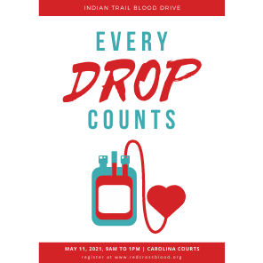 An image of a blood donation bag with the words Every Drop Counts above it. 