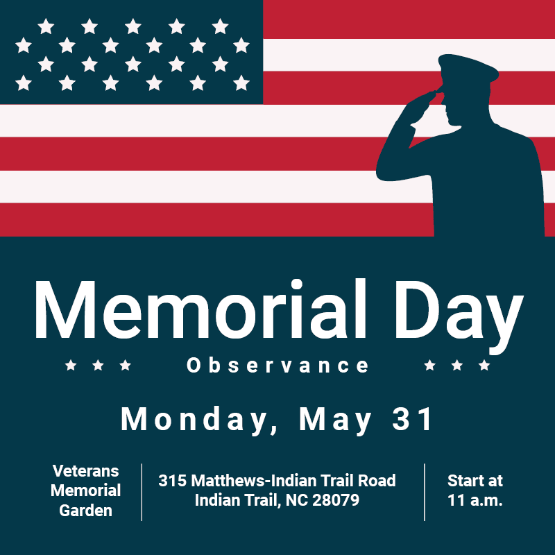 Memorial Day Observance: Monday, May 31 at 11 a.m.