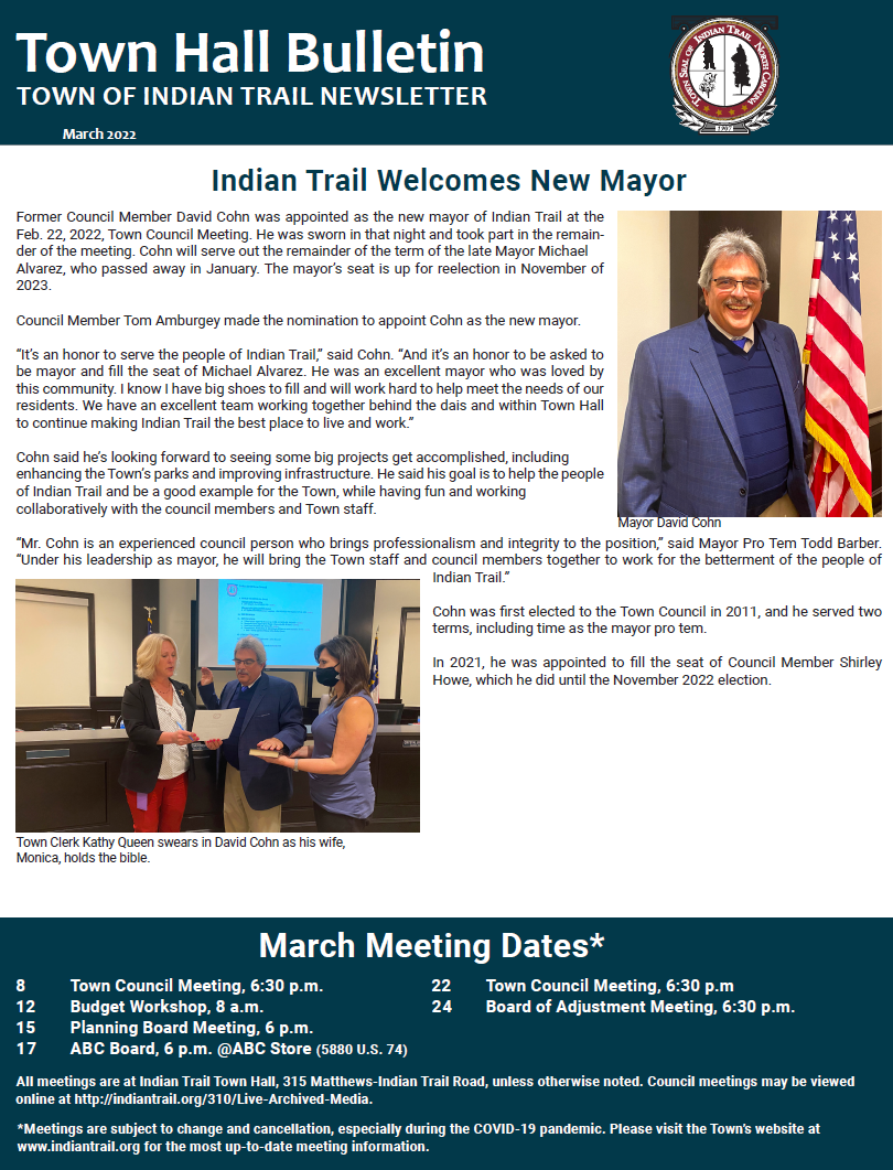 March 2022 Town Bulletin Cover