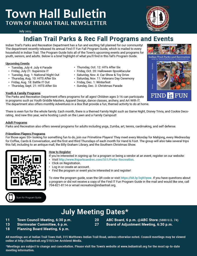 July Newsletter Cover Page