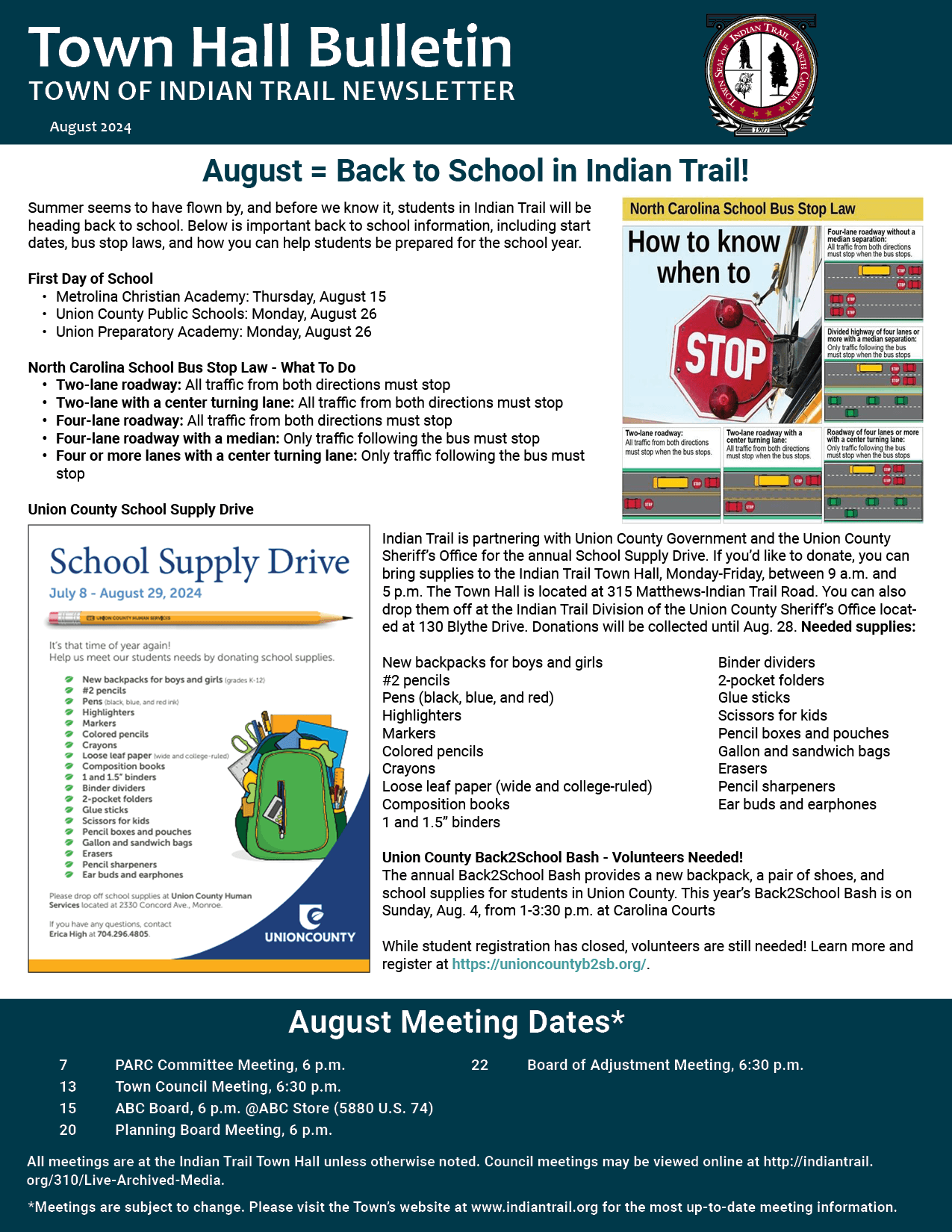 August Newsletter Cover