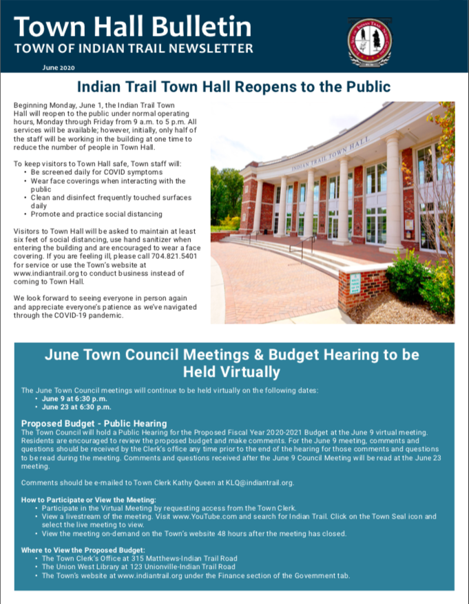 June Town Hall Bulletin Cover