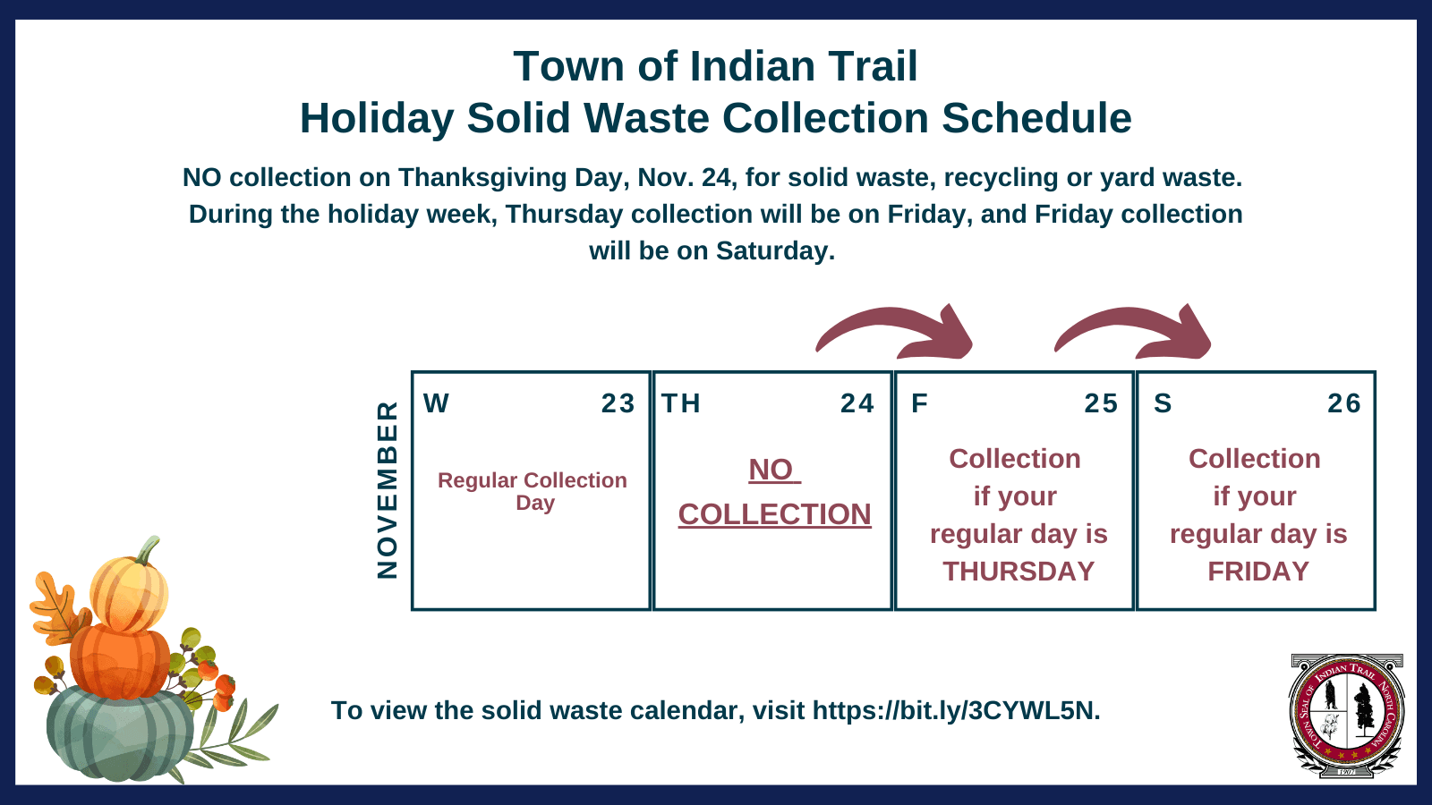 Thanksgiving Solid Waste Schedule