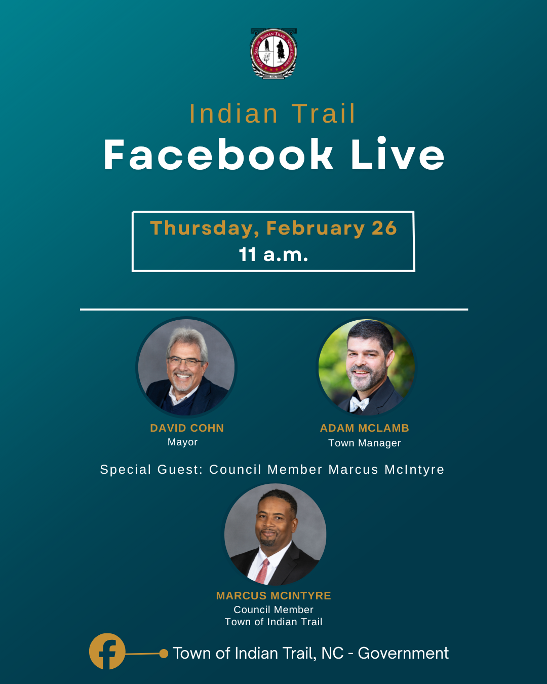 Facebook Live on Feb. 26 at 11 a.m.