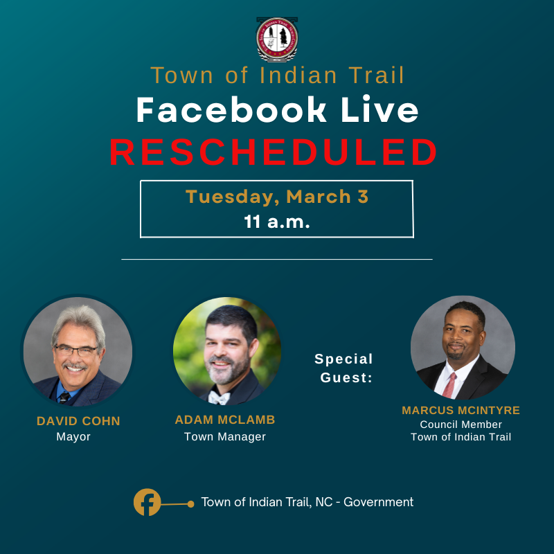 Feb. 26 Facebook Live Rescheduled to March 3